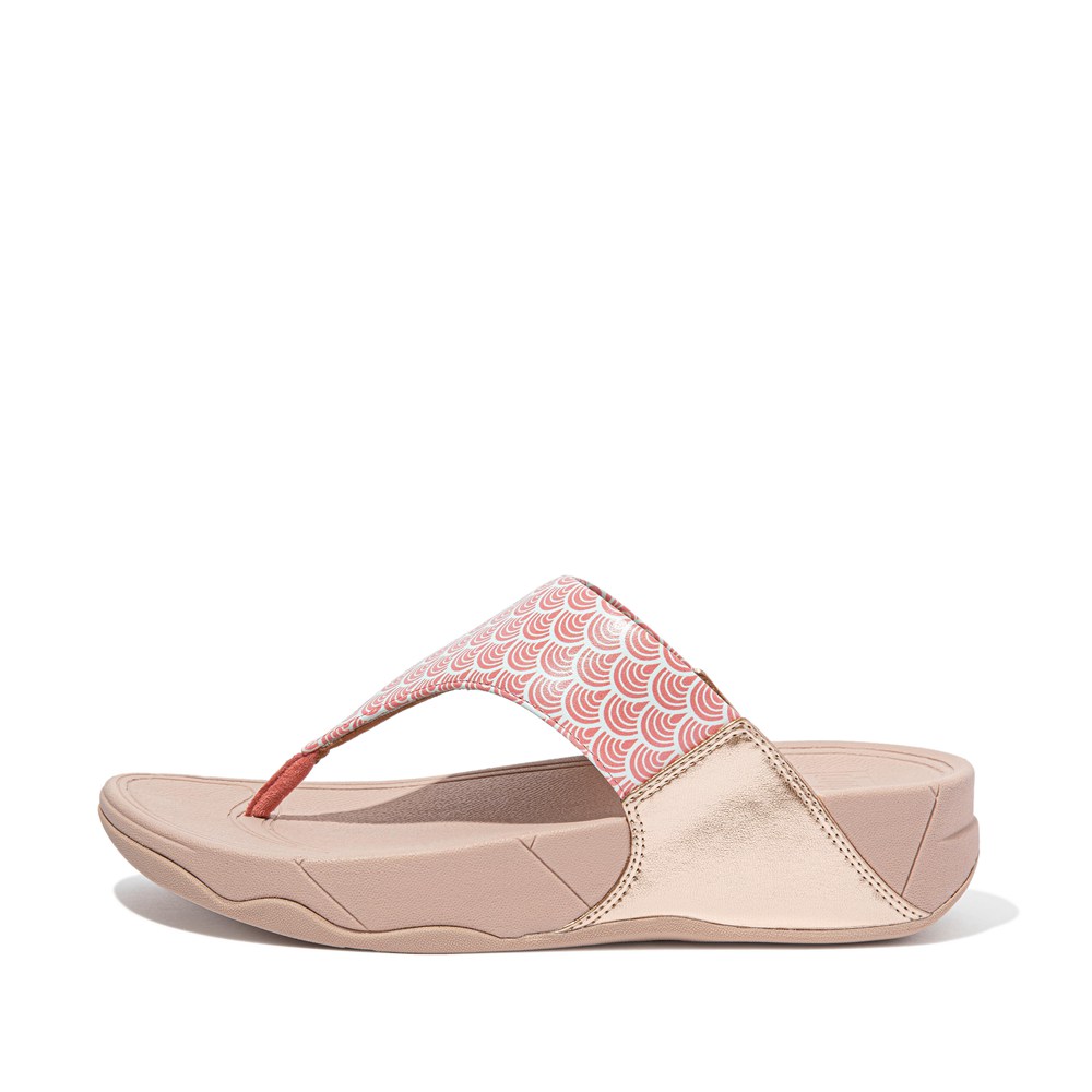 Fitflop Womens Sandals Pink - Lulu Wave-print Toe-post - IT3725401